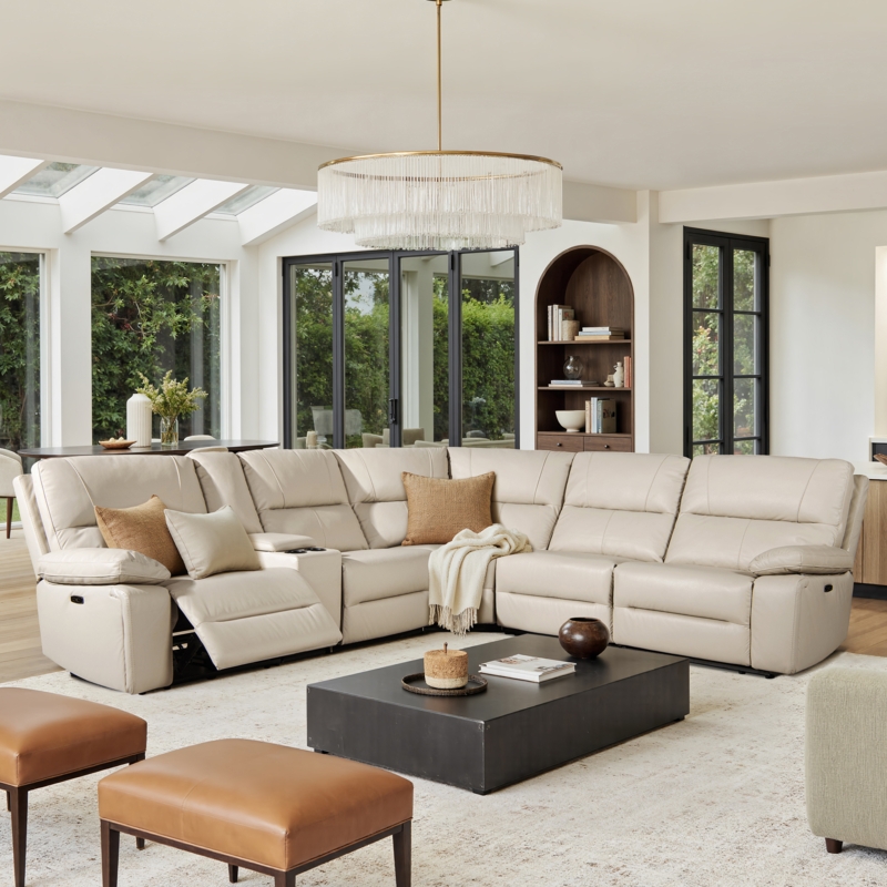 Power Reclining Corner Sectional in Taupe 6-Piece Modular Design