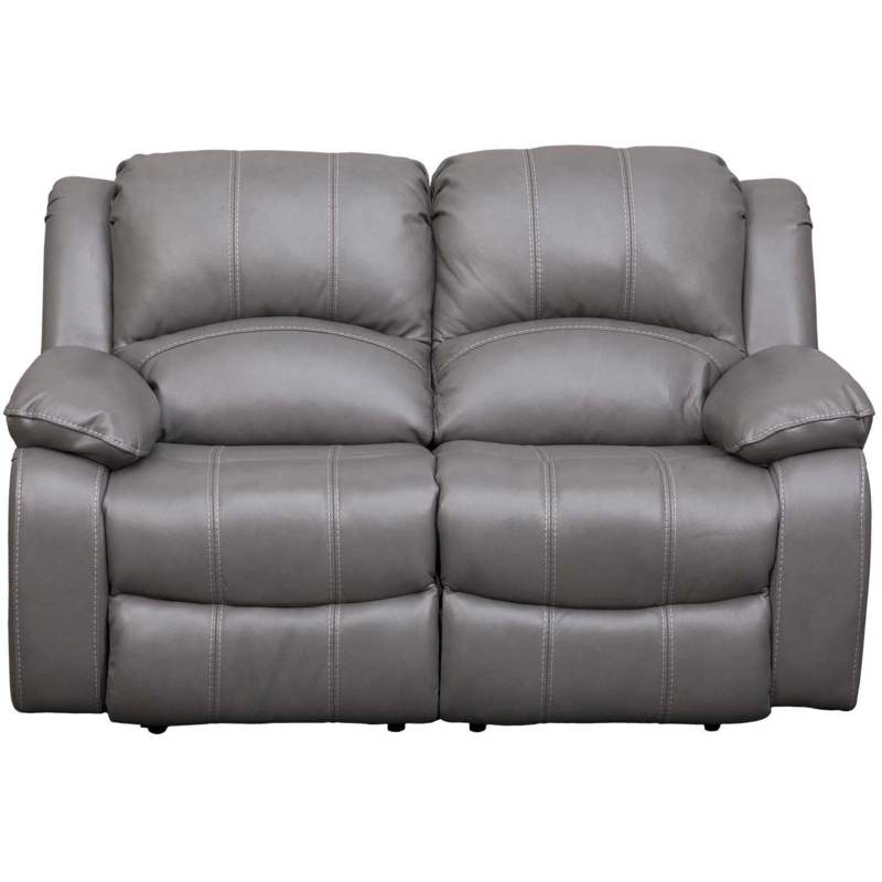 Power Reclining Loveseat Gray Leather-Like with Storage Console