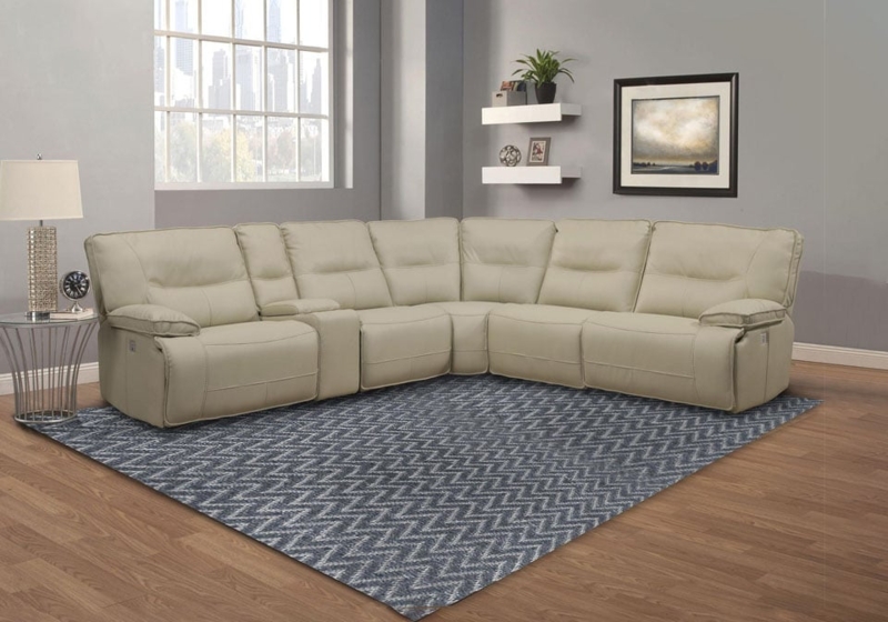 Power Reclining Sectional Sofa Fabric with Pillow Top Arms