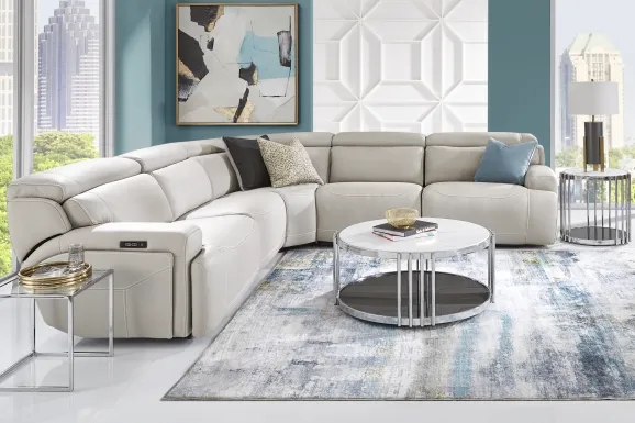 Power Reclining Sectional Sofa with Adjustable Headrests & Stitched Seams