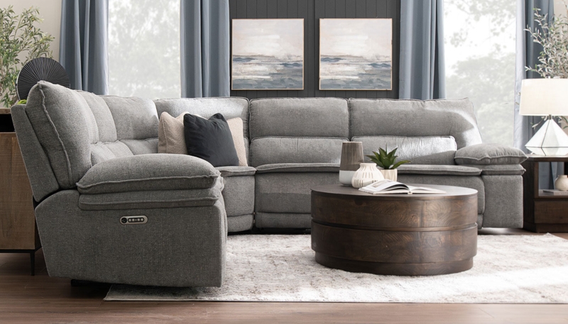 Power Reclining Sectional with Pillow Top Arms for Comfort