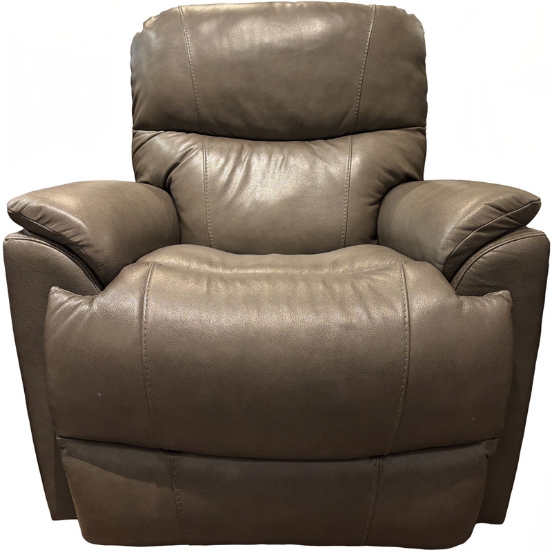 Power Rocker Recliner Taupe Leather-Like Segmented Back Ergonomic