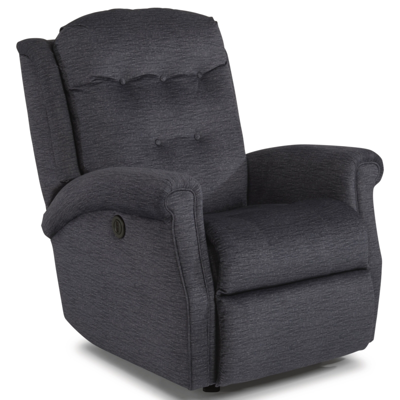 Power Rocking Recliner Charcoal Grey Heathered Fabric Tufted Back