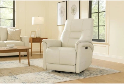 Power Swivel Recliner Chair with Split Back Design and Leather Look