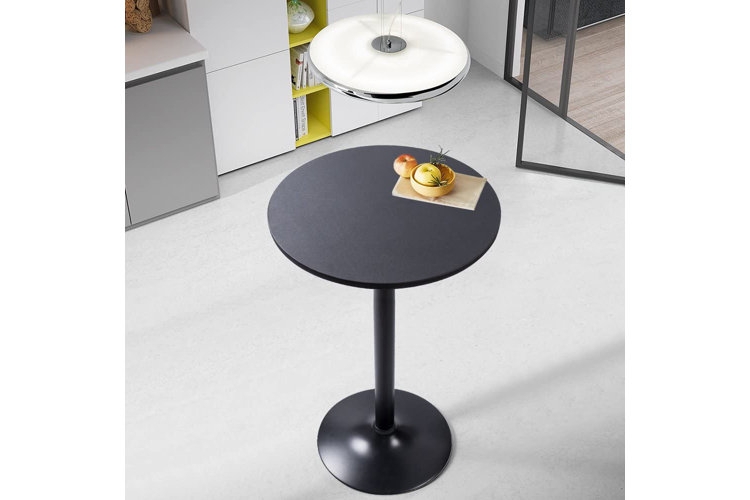 Pub Table Round Matte Black Pedestal Bar Height Minimalist