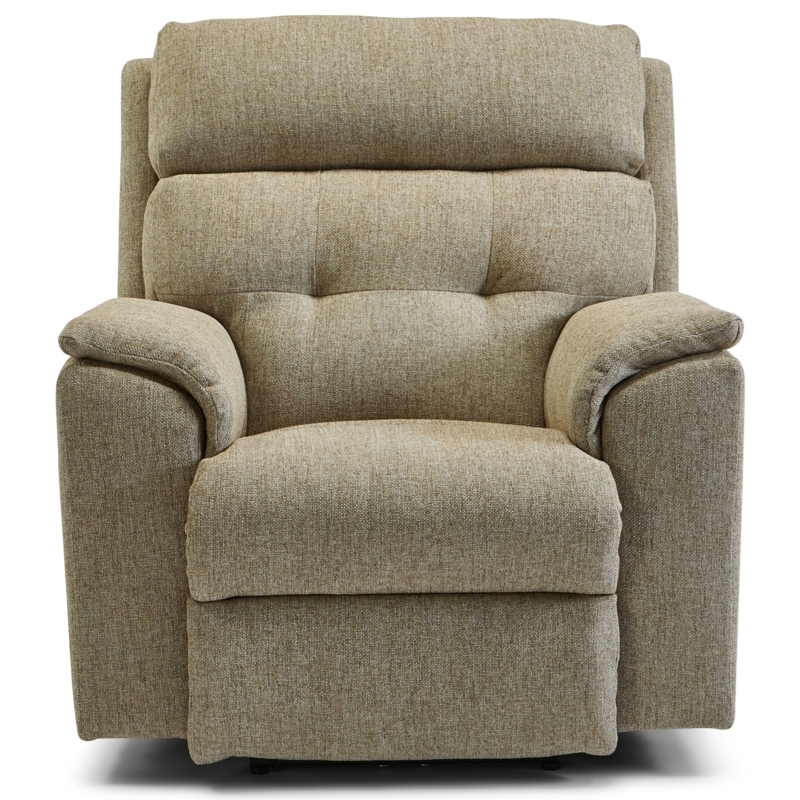 Recliner Beige Heathered Fabric Three Tier Tufted Back Pillow Arms