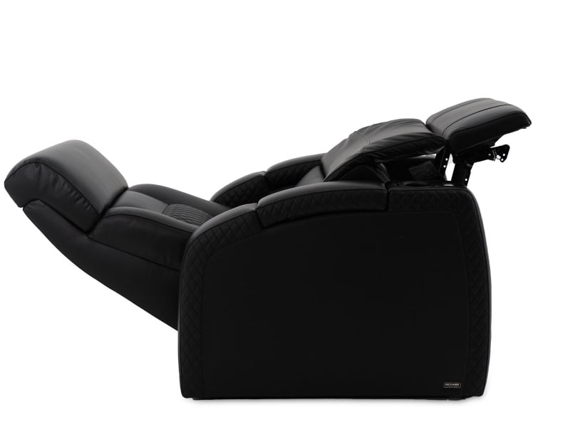 Recliner Black Leather Diamond Stitching with Cup Holder