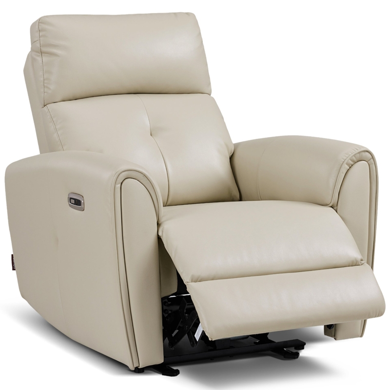 Recliner Chair Beige Leather-Like Wall Hugger, Modern Small Space Seating