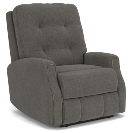 Recliner Chair Charcoal Grey Fabric Nailhead Trim Tufted Back Rolled Arms