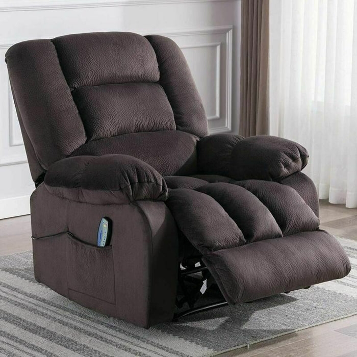 Recliner Chair Espresso Brown Microfiber Integrated Footrest Massage