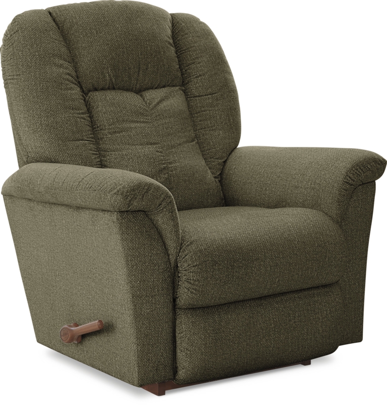 Recliner Chair in Olive Green Upholstery with Tiered Backrest