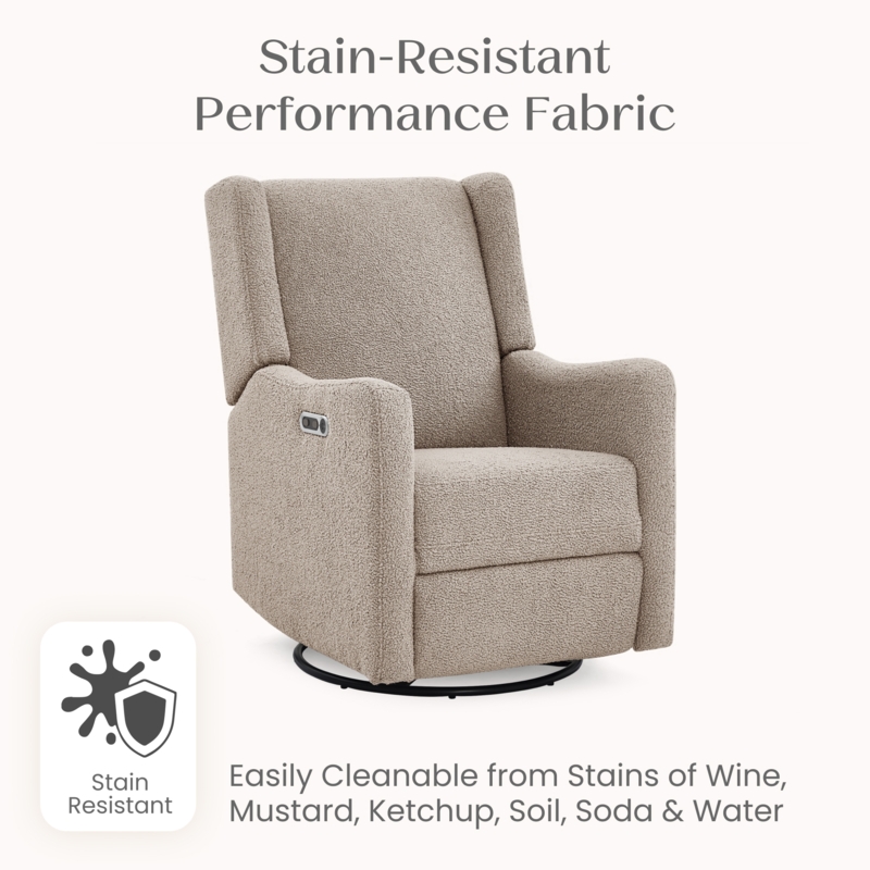 Recliner Chair, Sand Boucle Power Swivel Glider, Stain-Resistant