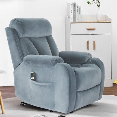 Recliner Chair Slate Blue Velvet-Like with Triple Segmented Backrest
