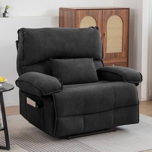 Recliner Chair with 49 Inch Width, Lumbar Pillow, and Side Pocket