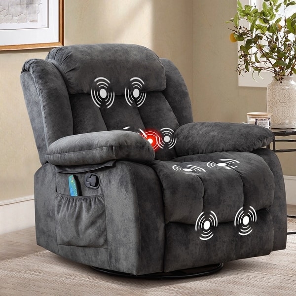 Recliner: Charcoal Manual Swivel Chair with Massage and Heat