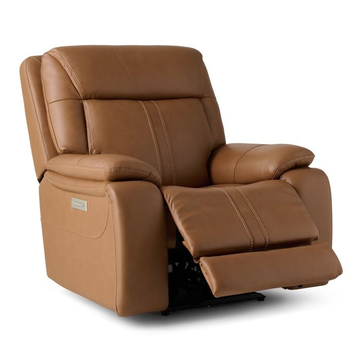 Recliner Cognac Tan Leather-Like with Split Back Design
