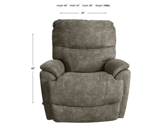 Recliner Sable Upholstery Pillow Top Arms Taupe Rocker Plush Casual