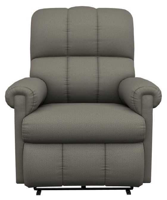 Recliner Silver Grey Upholstery with Channeled Back and Rolled Arms