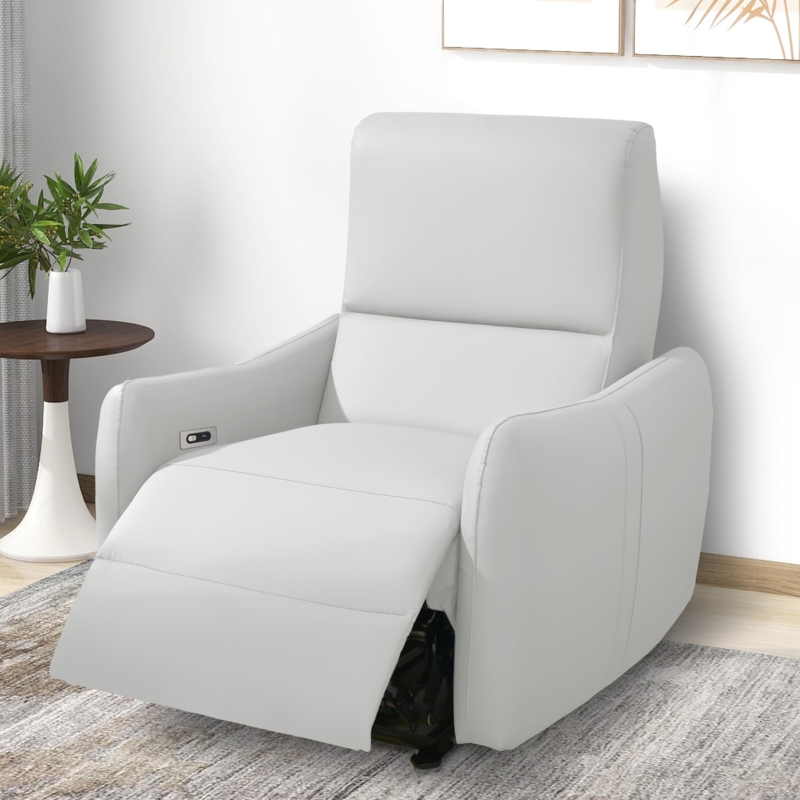 Recliner Slim Profile Light Gray Power Wall Hugger Modern Minimalist