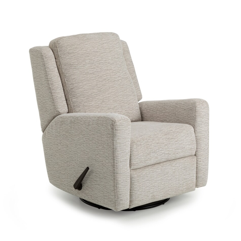 Recliner Swivel Glider Light Gray Heathered Fabric Track Arms Manual