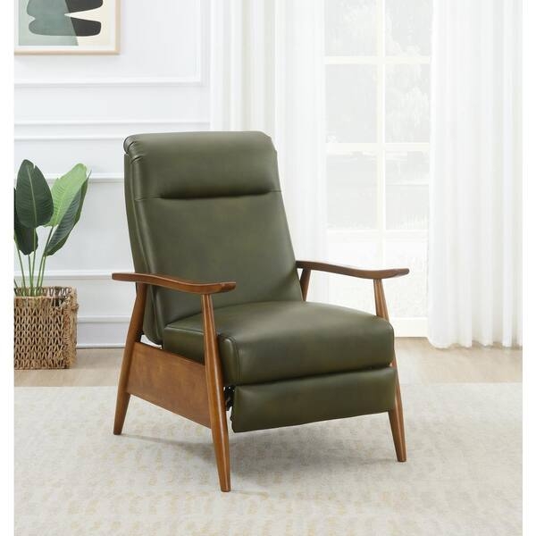 Recliner Vintage Green Mid Century Push Back Tapered Wood Legs