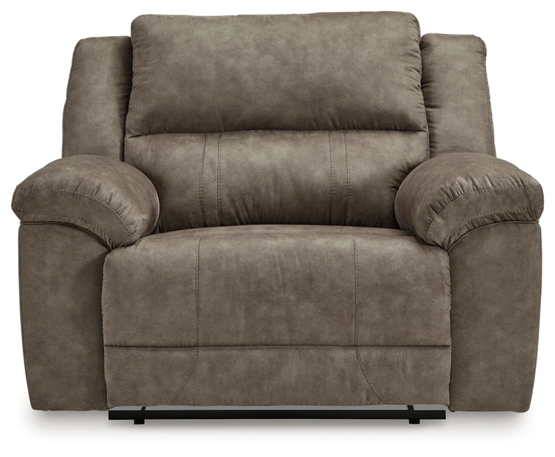 Recliner Wide Seat Fossil Grey Sueded Fabric Plush Oversized Chair