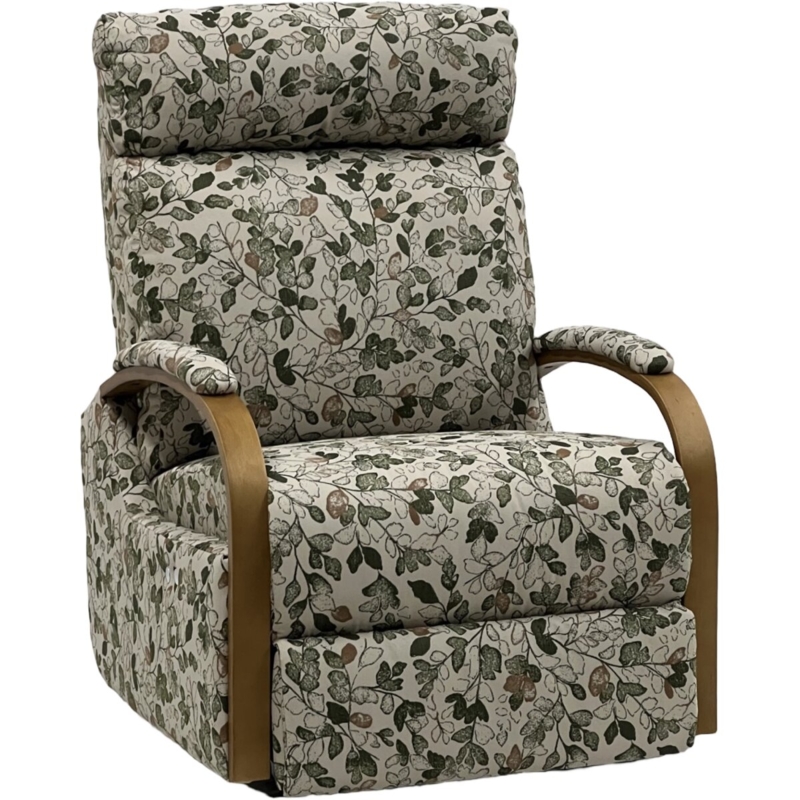 Recliner with Bentwood Arms and Botanical Leaf Print Upholstery