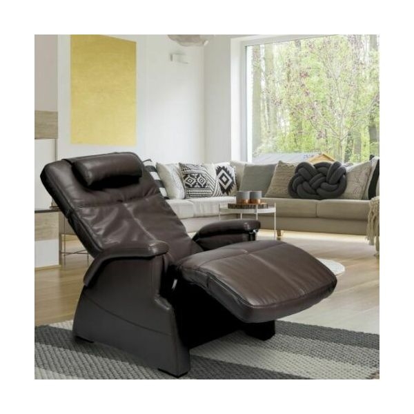 Recliner with Dark Espresso Finish & Ergonomic Silhouette, Leather-Like