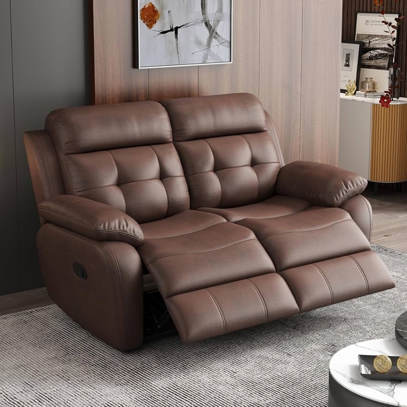 Reclining Loveseat in Chocolate Brown with Tufted Back