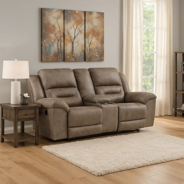 Reclining Loveseat with Center Console and Cupholders in Brown Microfiber