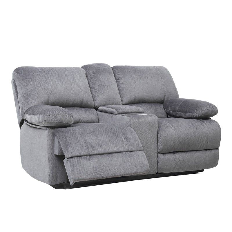 Reclining Loveseat with Console Grey Reclining Loveseat Cup Holders