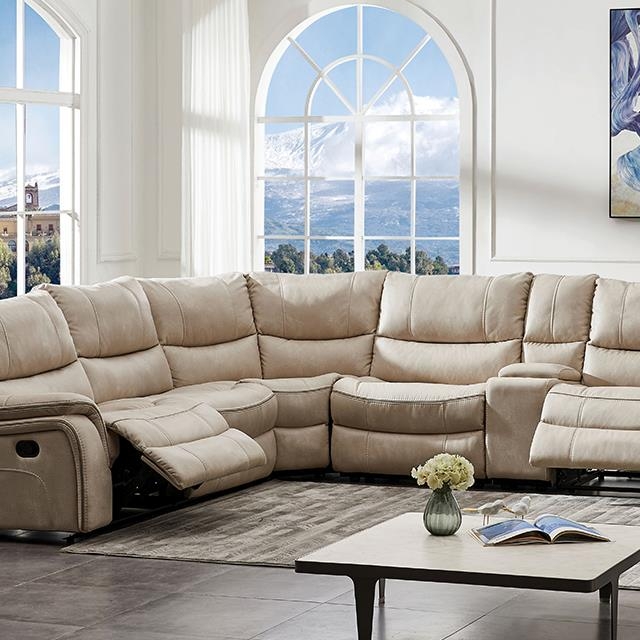 Reclining Sectional Sofa Suede-Like Fabric Split-Back Cushions
