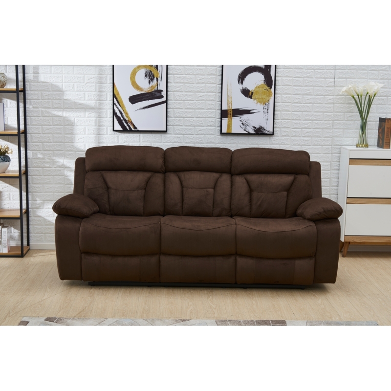 Reclining Sofa Microfiber Manual Motion Split Back Design