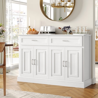 Reeded Door Sideboard in Warm Wood Tone with Tapered Legs