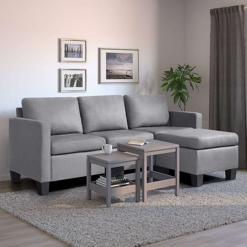 Reversible Modular Sectional Sofa with Matching Ottoman