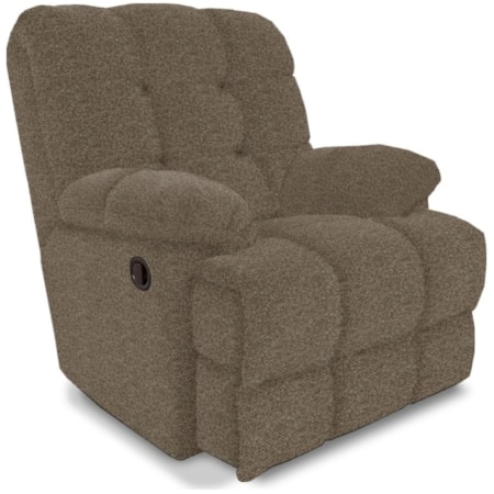 Rocker Recliner Earthy Brown Nubby Texture Fabric Recessed Handle
