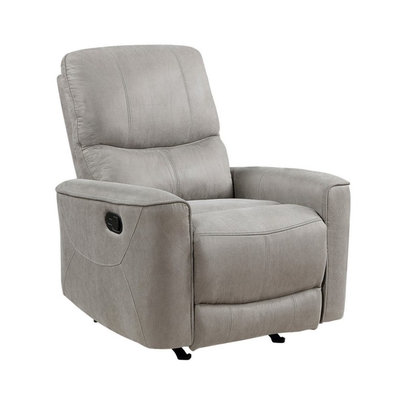 Rocker Recliner Light Gray Microfiber Horizontal Tufted Back