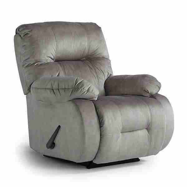 Rocker Recliner Manual Grey Fabric Tufted Back Padded Arms Casual Style
