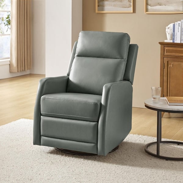 Rocker Recliner Sage Green Wingback Leather-Like Contemporary Manual