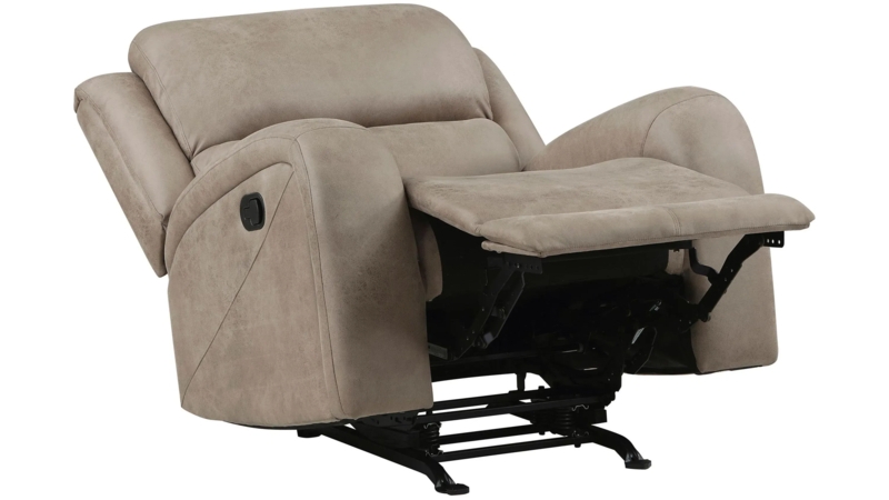 Rocker Recliner Taupe Microfiber Manual Split Back Cushion