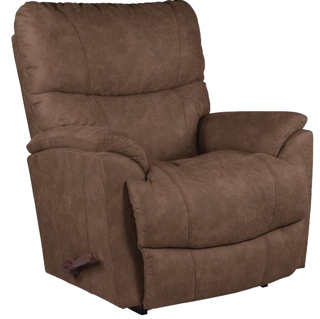 Rocking Recliner in Whiskey Brown Fabric with Segmented Back