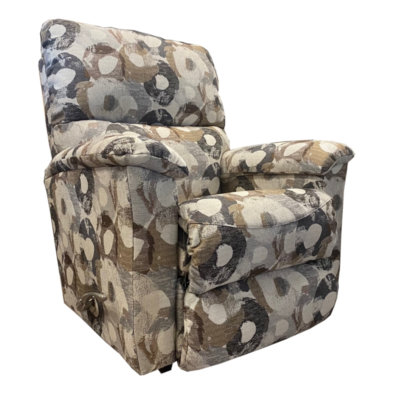 Rocking Recliner with Abstract Circular Pattern in Brownstone