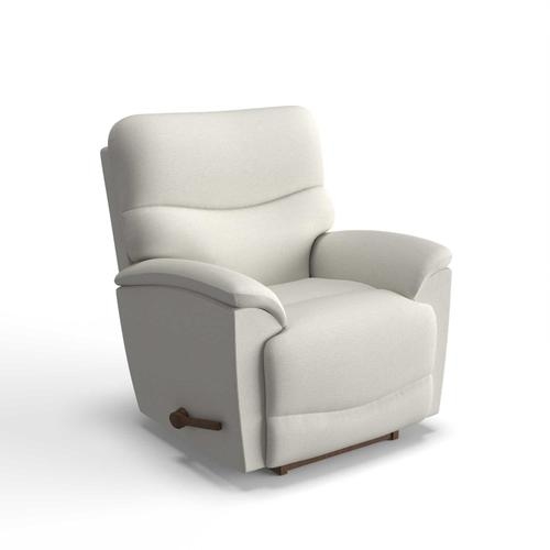 Rocking Recliner with Contoured Split Back in Off-White Linen-Like Fabric