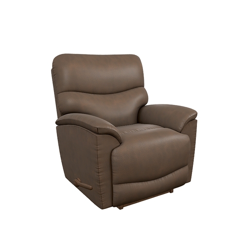 Rocking Recliner with Horizontal Tufting in Brown Leather-Like