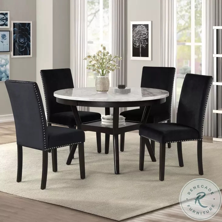 Round Dining Set: Two-Tone Espresso and White Pedestal Base Design