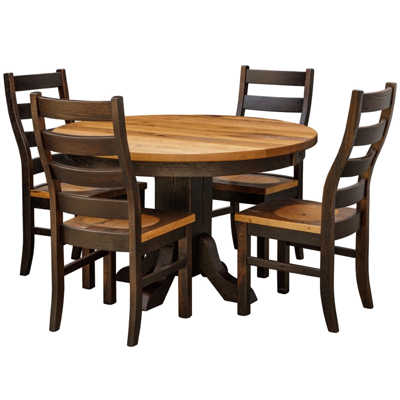 Round Dining Set with Ladder Back Chairs and Pedestal Base