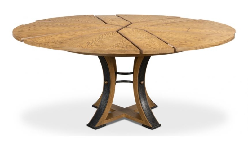 Round Dining Table Radial Expansion Bleached Oak Pedestal