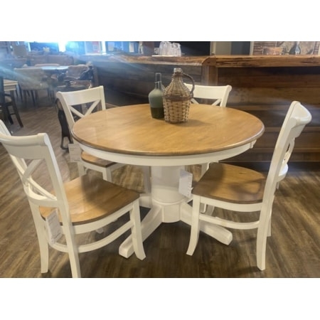 Round Dining Table Warm Wood Finish Pedestal Base Classic