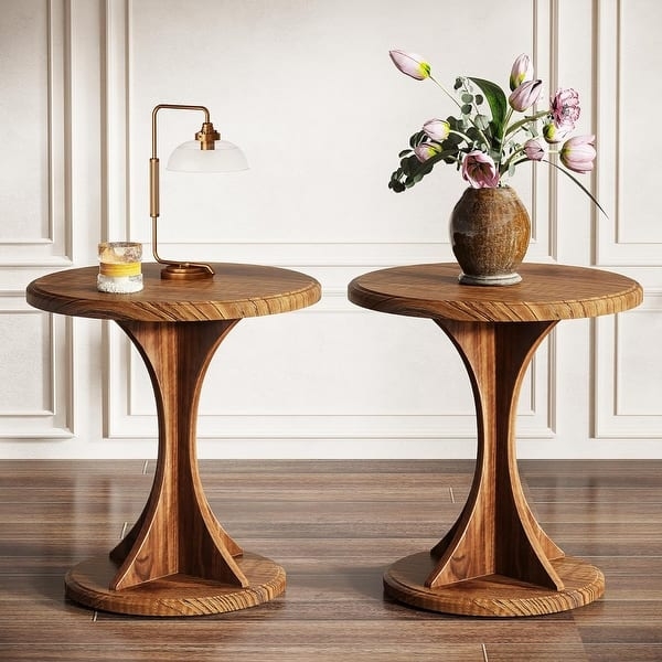 Round End Side Table, Wood Small Sofa Chair Side Table for Living Room -  Bed Bath & Beyond - 40645239