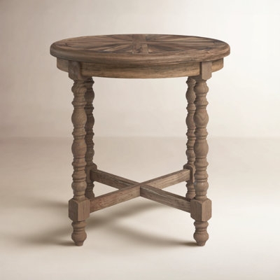 Round End Table Wood Tripod Base Farmhouse Rustic Style